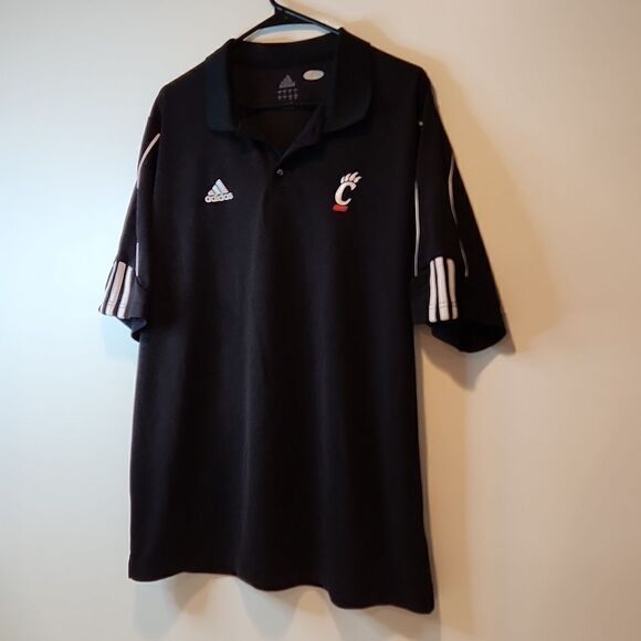 Adidas Climacool NCAA Cincinnati Bearcats Polo Shirt Men's Size Large Black EUC - Picture 3 of 10
